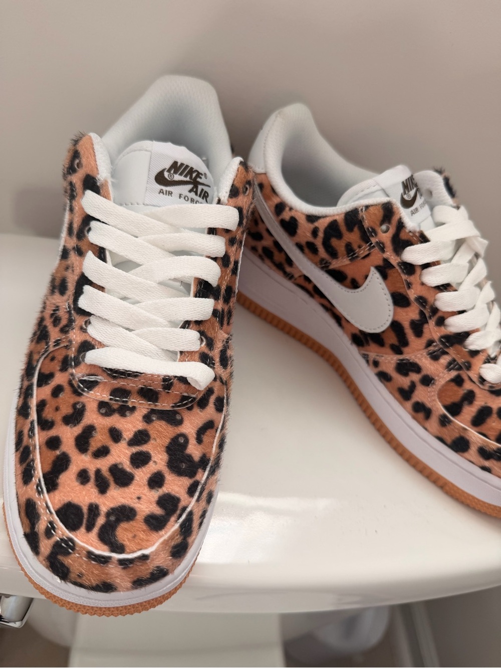 Nike Women's Leopard Print Air Force 1 with White & Gum Accents - Picture 6 of 6